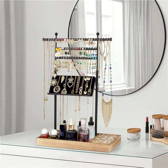 Jewelry Organizer, Jewelry Stand with Necklace Display Holder 3 Tier Organizer - Picture 7 of 7